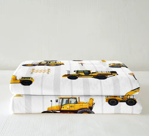 Miniatura 4 de Manfei Manta de construcción con diseño de excavadora, tractor, camión, cama, para niños, adolescentes, decoración de habitación, manta de automóvil