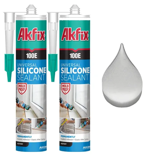 Miniatura 13 de Akfix 100E RTV Masilla de Silicona Transparente (12x10.1 fl.oz.)- Sellador de Silicona 100% Impermeable para Cocina y Baño, Ducha, Ventana y Puerta