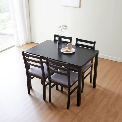 Miniatura 5 de Livinia Seattle - Juego de mesa de comedor de madera de 5 piezas para 4, moderno juego de comedor de cocina de granja con sillas traseras de Negro