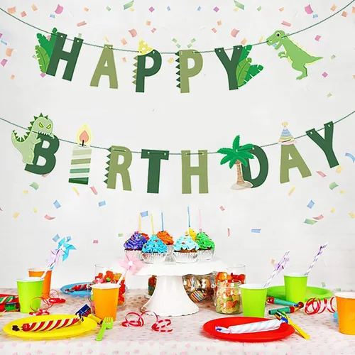 Miniatura 8 de Cartel de cumpleaños de dinosaurio – Cartel de feliz cumpleaños de dinosaurio, decoración de fiesta de cumpleaños con temática