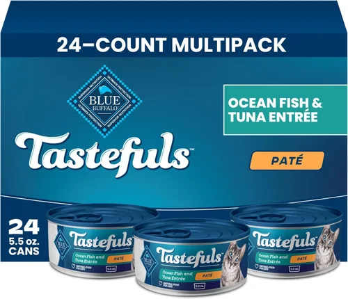 Miniatura 24 de Blue Buffalo Tastefuls - Paquete variado de comida húmeda natural para gatos, pollo, pavo y pollo, pescado y atún de océano, latas de 5.5 onzas