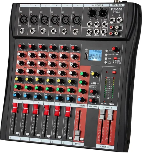 Miniatura 11 de FULUODE Consola de Mezcla de Audio de 12 Canales, CT-120S Mezclador de Música Profesional para DJ, Tablero de Mezcla con Reverb, Reproductor