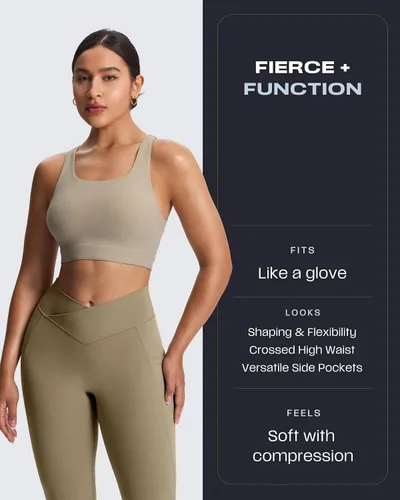 Miniatura 74 de Aoxjox Trinity - Pantalones de yoga de cintura alta con bolsillos para mujer, control de abdomen, cintura cruzada, leggings de entrenamiento suaves