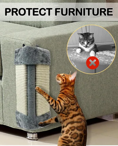 Miniatura 4 de VCEPJH Rascador de esquina para gatos, paquete de 2 tablas de rascar de sisal natural montadas en la pared, almohadillas de arañazos para gatos