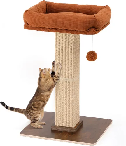 FUKUMARU Poste de Rascado para Gatos, Postes Altos de Estilo Retro con Percha para Gatos de Interior Adultos, Torre de Rascado para Gatos Grandes