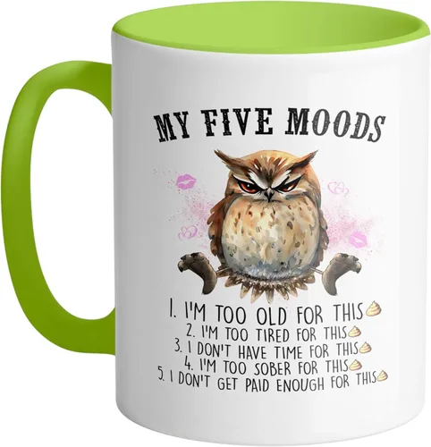 Miniatura 9 de TeesAndTankYou My Five Moods - Taza de café (11 onzas), color negro