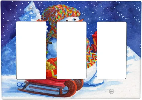 Miniatura 30 de Cubierta de interruptor de luz dúplex de 1 banda, cubierta decorativa de Navidad con copos de nieve rojos, placa frontal decorativa para cocina