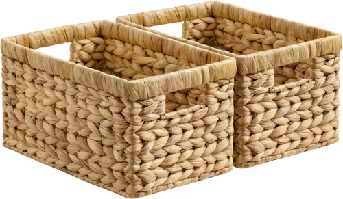 Miniatura 12 de StorageWorks Cesta de mimbre con asa, cestas de almacenamiento de mimbre para organizar, cestas de almacenamiento decorativas para estantes, cuerda