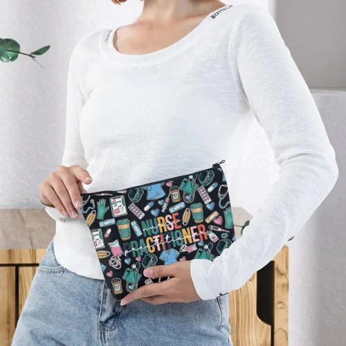 Miniatura 5 de WZMPA Enfermera practicante bolsa de cosméticos médico NP regalo enfermera practicante graduación maquillaje cremallera bolsa bolsa para enfermera