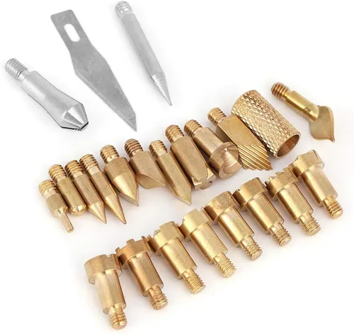 Puntas para bolígrafo de leña, 23 piezas, accesorios para quemar madera, plantillas de hierro de soldadura, pirografía, kit de herramientas de