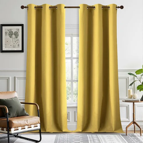Miniatura 34 de DONREN Cortinas opacas de lino con aislamiento térmico de 52 x 95 pulgadas, cortinas de oscurecimiento de habitación con ojales para dormitorio