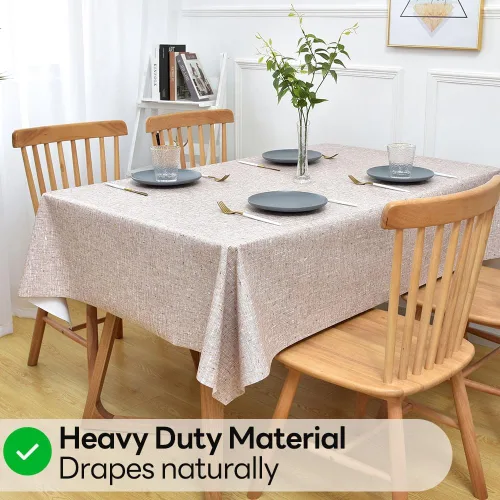 Miniatura 4 de Mantel Impermeable Limpiable para Mesa Rectangular, Manteles de Vinilo Resistente para Exteriores, Cubierta de Mesa de PVC para Picnic
