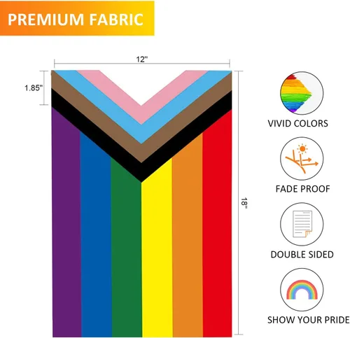 Miniatura 3 de SYII Progress Pride Rainbow LGBT - Bandera de jardín LGBT de 12 x 18 pulgadas, banderas gay transgénero de doble cara para pared de patio al aire