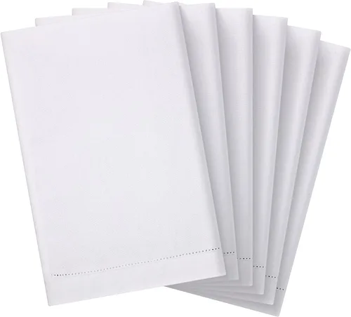 Mixweer 6 toallas de mano de lino blanco con dobladillo de 14 x 22 pulgadas para bordar, paños de cocina para baño, cocina y hogar