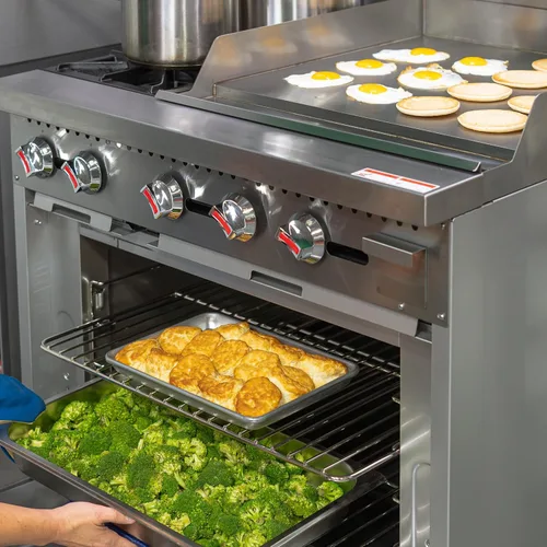 Miniatura 5 de Kratos Estufa de Gas Comercial de 36" de Ancho con Plancha de 24", 2 Quemadores y Horno de Tamaño Completo, Estufa de Acero Inoxidable