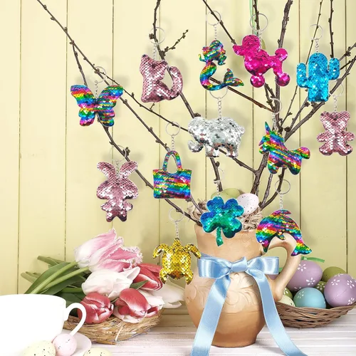 Miniatura 2 de GuassLee 15 llaveros de lentejuelas para niños y niñas, recuerdos de fiesta, mochila de unicornio y sirena, llaveros a granel para niños, premios