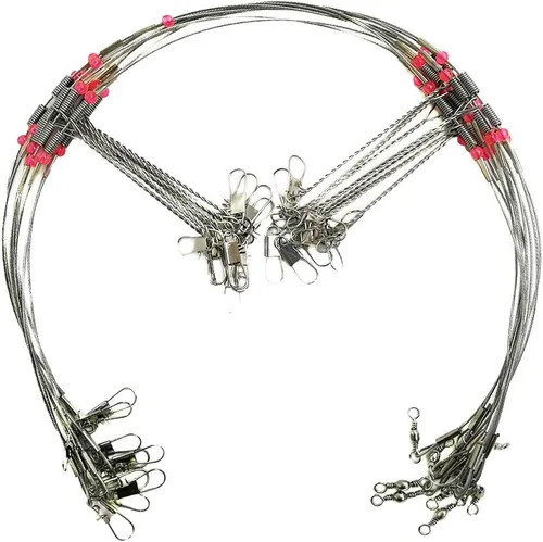 Fishing Wire Leaders for Bottom Rigs: 10pcs 1/2/3 Arm Saltwater Hi-Low Rig Leaders with Swivels Snap for Trolling Pier Surf Fishing Tackle - Arm