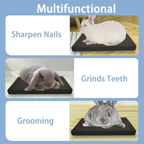 Miniatura 4 de BNOSDM Almohadillas de garra de conejo, almohadillas para rascar conejo, piedra de lava de hámster natural para rechinar dientes, tablero rascador