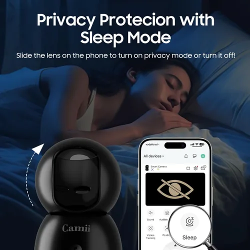 Miniatura 5 de Cámara de seguridad 2K para interiores, cámara WiFi de 2.4G y 5G para mascotas para seguridad del hogar, cámara para mascotas/perros/ancianos/bebés