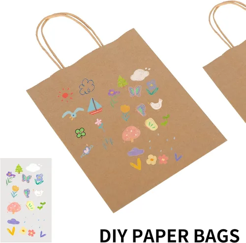 Miniatura 7 de Toovip - Paquete de 90 bolsas de papel kraft marrón con asas, tamaños múltiples de 3 surtidos, bolsas de regalo para recuerdos, compras, fiestas