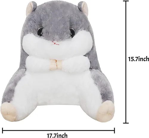 Miniatura 6 de Clobeau Almohadas lumbares de felpa de hámster de dibujos animados, cojín para descansar en la cintura, almohadas de lectura para adultos, almohada