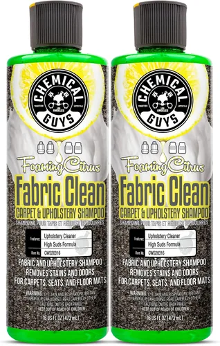 Chemical Guys CWS2031602 Fabric Clean - Champú de espuma cítrica para alfombras y tapicería + eliminador de olores (autos, asientos y tapetes), para