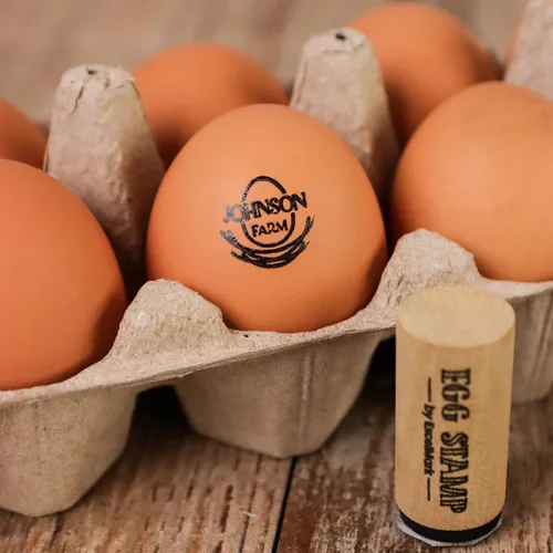 ExcelMark Sello de huevo - Sello de goma personalizado para huevos - Granja de pollos (diseño 3)