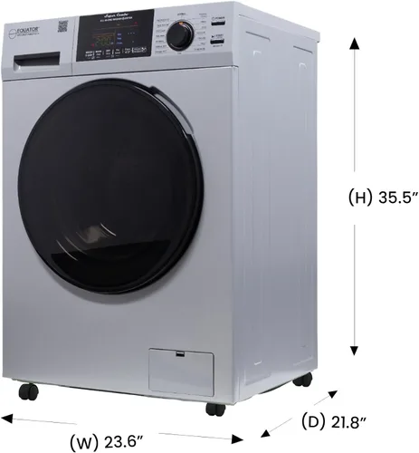 Miniatura 2 de Equator Todo-en-Uno Lavadora Secadora SIN VENTILACIÓN/CON VENTILACIÓN ciclo PET 1.62 pies cúbicos/15 libras+Kit de Portabilidad en Blanco (PLATA)