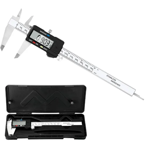 Miniatura 11 de Calibrador digital con pantalla LCD, 0 a 6 pulgadas, conversión de pulgadas/mm, función de apagado automático, muy adecuado para medir en el hogar