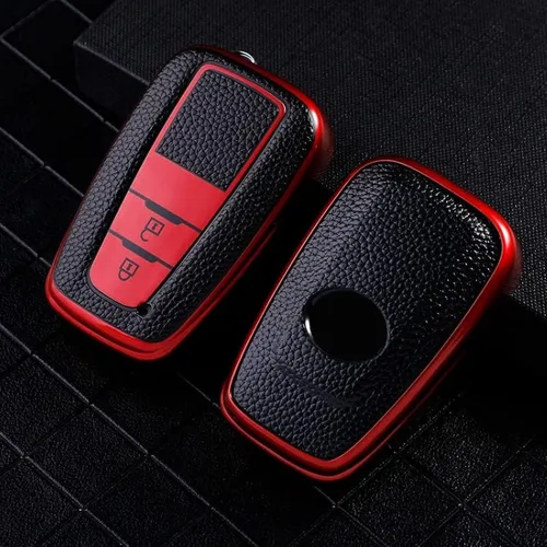 Miniatura 11 de DOUKI Funda de cuero TPU para llave de coche, para Toyota Camry Corolla Prius CHR C-HR RAV4 Hybryd Altis Land Cruiser Prado Sedan 2019 Verde F