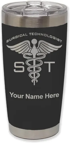 Miniatura 12 de LaserGram Vaso aislado al vacío de 20 onzas, ST Surgical Technologist, grabado personalizado incluido (gris)
