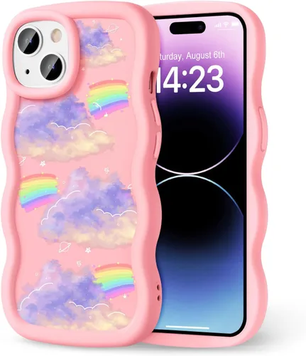 Miniatura 174 de Compatible con iPhone SE/8/7 Funda para Mujeres y Niñas, Marco Ondulado Rizado con Patrón Lindo, Estética Delgada Suave Silicona TPU Parachoques