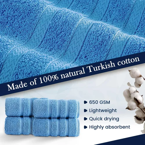 Miniatura 4 de HALLEY Paquete de 4 toallas de mano turcas de alta calidad (4 piezas) de 650 GSM, altamente absorbentes, súper suaves, 100% algodón, 4 toallas