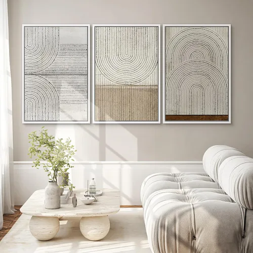 Miniatura 287 de SIGNWIN Lienzo enmarcado para pared, arte con pinceladas de flujo neutro en tonos beige abstractos, ilustraciones, arte moderno, decorativo