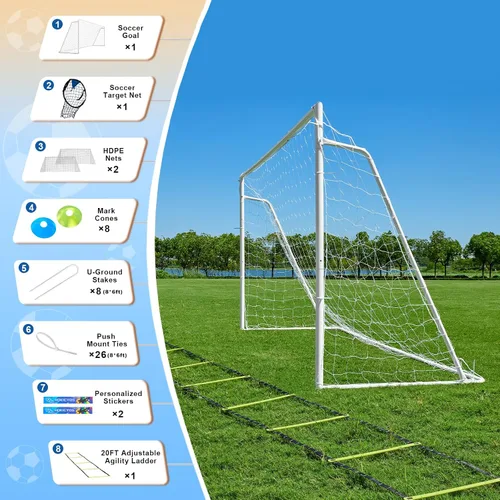 Miniatura 4 de Porterías de fútbol para patio trasero, portería de fútbol de 12x6 pies, grande 10x6.5 pies, 8x6 pies, 6x4 pies, porterías de fútbol para jóvenes