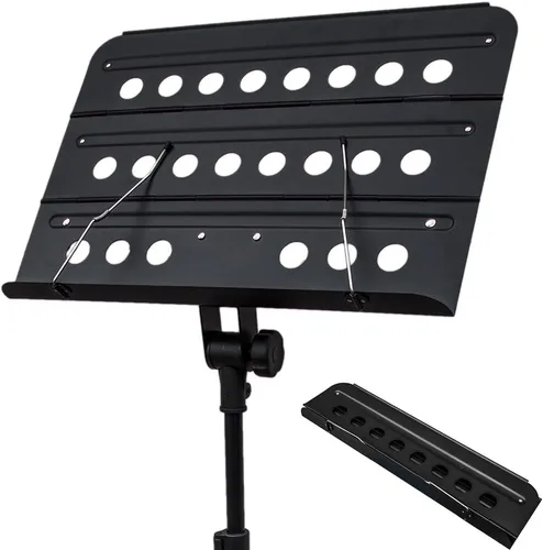 Miniatura 9 de Paititi Soporte de música plegable resistente y duradero con bolsa de transporte, color negro