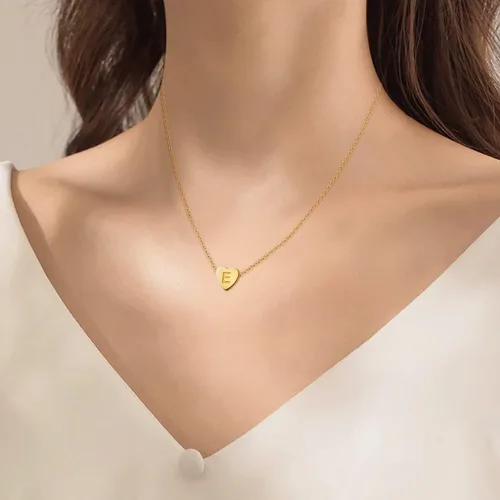 Miniatura 6 de OSNIE Collar con colgante del alfabeto de la A a la Z, chapado en oro de 14 quilates, con dije de corazón con inicial de letra mayúscula, día