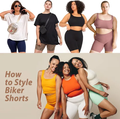 Miniatura 3 de Hi Clasmix Paquete de 3 pantalones cortos de ciclismo de talla grande para mujer (1X-4X), cintura alta, no se transparentan, pantalones cortos