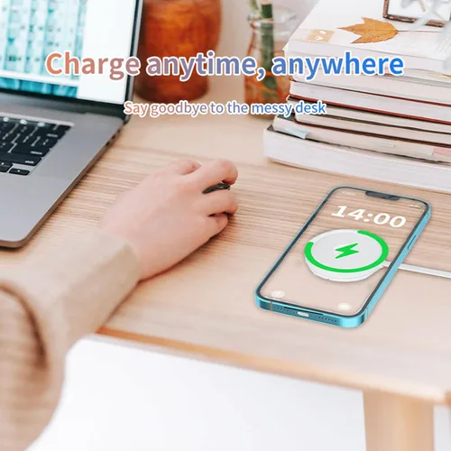 Miniatura 9 de Qi2 - Almohadilla de carga magnética portátil de 15 W - Cargador inalámbrico rápido para iPhone 16/15/14/13, AirPods, PD y QC carga rápida, incluye