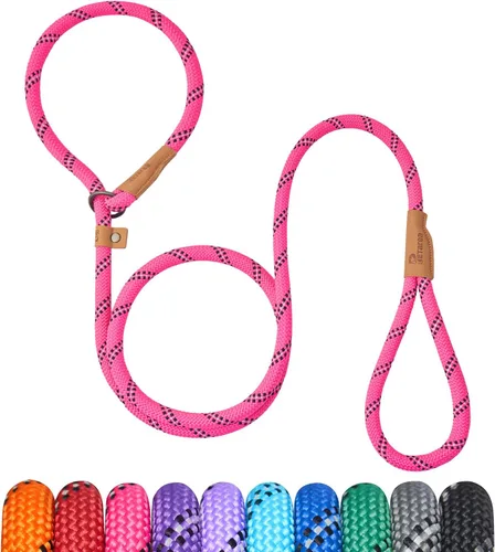 Miniatura 15 de Correa deslizante de 5 pies para perro, correa de cuerda resistente para perros pequeños, medianos y grandes, correa de entrenamiento sin tirones