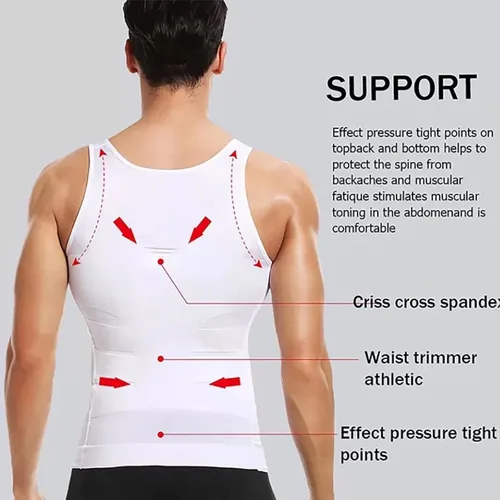 Miniatura 5 de SHAPERLUV - Camiseta sin mangas para hombre, camiseta moldeadora de cuerpo Shaperluv, para hombre, moldeador de cuerpo abdominal, camiseta sin