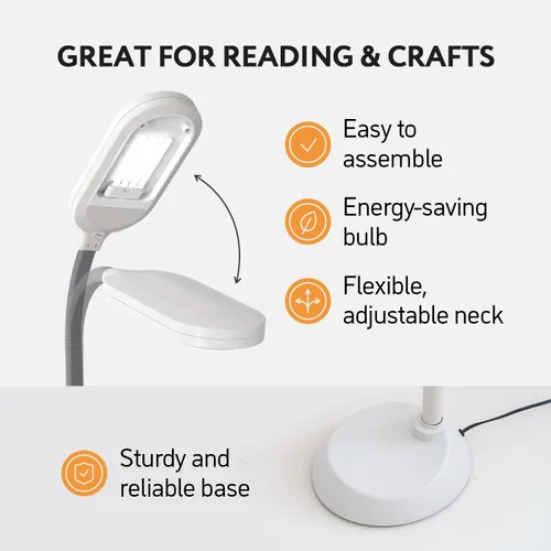 Miniatura 3 de Kenley Lámpara de Pie de Luz Natural - Luz de Artesanía de Pie para Lectura, Manualidades, Costura - Cuello de Ganso Ajustable - Lámparas de Trabajo