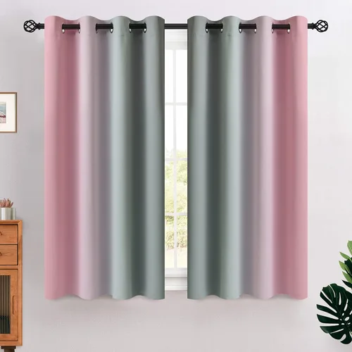 Miniatura 50 de COSVIYA Cortinas 100% Opacas Azul Degradado con Lazos Ajustables para Cocina Aislamiento Térmico Oscurecimiento de Habitación Cenefa con Bolsillo