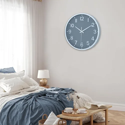 Miniatura 7 de Relojes de pared Moiubik operados con pilas, reloj de pared moderno de 8 pulgadas, silencioso, sin tictac, para decoración de sala de estar, Gris
