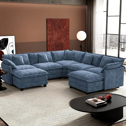 Miniatura 43 de Ihanherry - Sofá de nube de 3 plazas en L, modular, de asiento profundo, para sala de estar, cómodo cojín de asiento tapizado de doble capa, tela