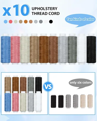 Miniatura 3 de PLANTIONAL Kit de costura de reparación de tapicería, kit de costura resistente con punzón de costura, desgarrador de costura, agujas de coser a