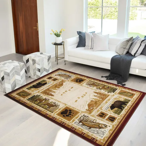 Miniatura 6 de Colección de alfombras de cabaña inspirada en la naturaleza con animales, diseño de felpa y polipropileno fácil de limpiar para decoración del hogar