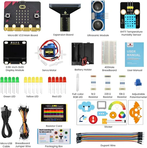 Miniatura 3 de KEYESTUDIO Micro:bit Kit básico de inicio para adolescentes y principiantes - Kit de aprendizaje electrónico con sensores, LED y tutoriales