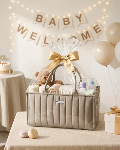 Miniatura 8 de Blissful Diary Organizador de Caddy de Pañales para Bebé, elegante cesta de almacenamiento para artículos esenciales para recién nacidos y estación