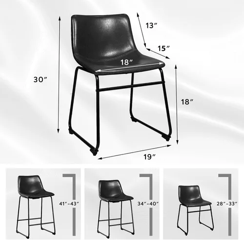 Miniatura 2 de LEMBERI Juego de 2 sillas de comedor de piel sintética, modernas sillas de cocina y comedor de 18 pulgadas con respaldo y patas de metal, cómodo
